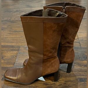 Vintage NATURALIZER Brown Leather/Suede Mid calf Boots Women’s Size 7